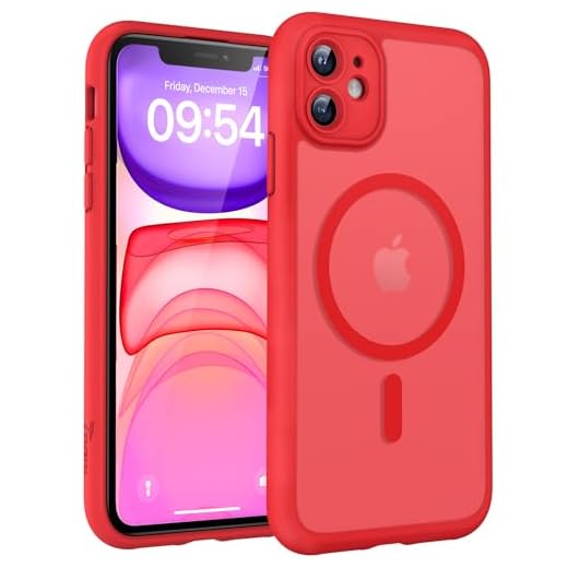 TOCOL for iPhone 11 Case, Compatible with MagSafe, Red | Built-in Magnets, Full Camera & Military-Grade Protection, Anti-Slip Shockproof Translucent Matte Back Phone Cover