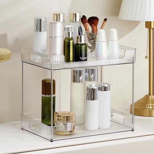 Goderewild 2-Tier Bathroom Counter Organizer, Multi-Purpose Cosmetics Skincare Shelf, Fits