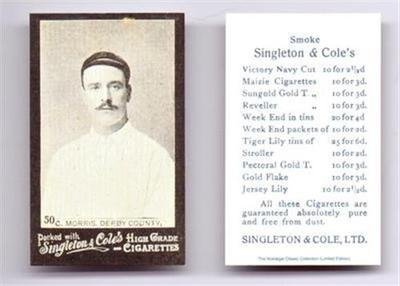 SINGLETON & Cole Derby County MORRIS football cigarette card - No 50