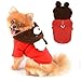 PAIDEFUL Cute Small Dog Fleece Hoodies with Bear Head Hood Fall Winter Warm Coat Soft Comfortable Puppy Clothes Pullover Sweater Cats Costume D-Ring, Red, XL