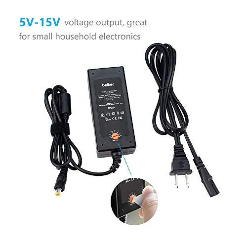 Belker 45W Universal 5V 6V 7.5V 9V 12V 13.5V 15V Ac Dc Adapter Power Supply For Household Eletronics Lcd Led Strip Light Router Hub Speaker Smart Phone Tablet - Support Amps 0.5A 1A 2A 3A 3000Ma Max. #TOP4