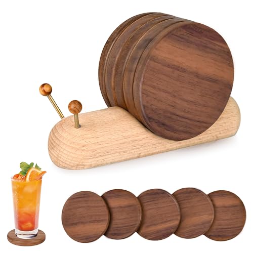 Wooden Coasters for Drinks Funny Cute Coasters Funny Unique Cute Small House Warming Gifts New Home Decor Table Decor Weird Stuff for Mom Upgraded Dia (3.5 * 3.5 inches)
