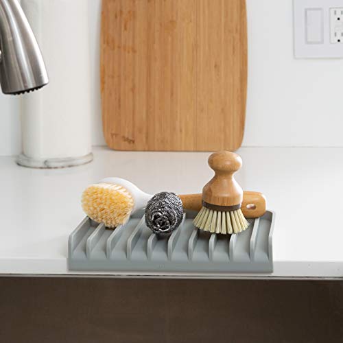 Effilogic Kitchen Soap Tray - Dish Soap Holder For Kitchen Counter Kitchen Sink Sponge Holder Sink Protectors For Kitchen Sink Organizer Drying Mat For Kitchen Counter Bathroom Soap Holder Large Grey #TOP1