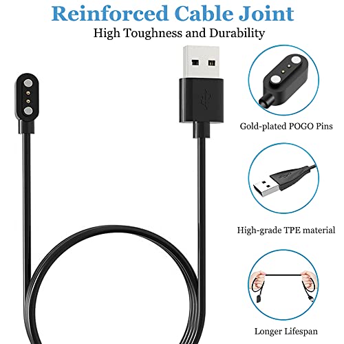 Threeeggs Charger For Yamay Sw021 Willful Sw023 Sw025 Letsfit Id205L Letscom Id205G Id205S Id206 Id205U Id216 Umidigi Uwatch 3S 3 2 2S Urun Smart Watch Magnetic Usb Charging Cable (3.3Ft, 2-Pack) #TOP2