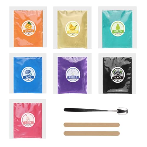 7 Farbe für Gießpulver 5g Farbpigmente für Gießpulver Mica Powder Pigmentpulver für Diy Kunstharz Gießharz Kerze Schmuckherstellung Seife Kosmetischer Nagellack Schleim Badebombe