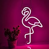 Roouneon Flamingo Neon Sign for Wall Décor with Dimmable Switch LED Neon Signs Bedroom Home Room Beer Bar Neon Light Sign Hotel Party Club Office Art Lights(Pink+White)