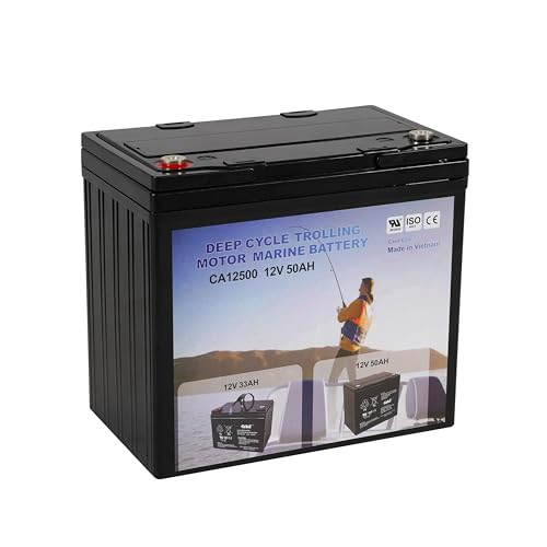 Casil 12V 50Ah Deep Cycle AGM Battery for Solar Storage, Marine Use, RV Power, Trolling Motors...