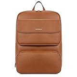 BOSTANTEN Leather Backpack for Women 15.6 inch Laptop Backpack Purse Casual Business Travel Computer Shoulder Bags with Trolley Sleeve Brown