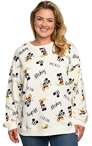 Disney Womens Plus Size Mickey Mouse Sweatshirt Fleece Pullover (Cream, 4X) #TOP2