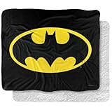 Batman Blanket, 50'x60', Classic Logo Silky Touch Sherpa Back Super Soft Throw Blanket