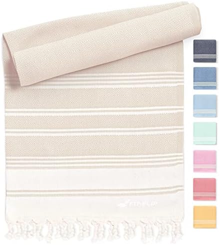 Hammam Towel - Beach Towel XXL Made from 100% Recycled Cotton - Quick-Drying Turkish hammam Beach Towels, fouta, pestemal Turkish Towels Ideal as a Turkish Blanket  Peach  100x200cm Sultan