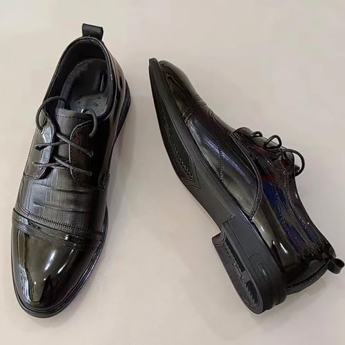 Men Vintage Low-Top Lace-Up Leather Shoes，Pointed Toe Flat Anti-Slip Solid Color Oxford Shoes Breathable Casual Work Shoes Business Office Shoes4