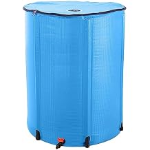 100 Gallon Collapsible Rain Barrel, Portable Rainwater Collection System, Water Storage Tank, Rain Catcher Barrel with Spigots and Overflow Kit, Rain Water Barrel Collector for Garden, Blue
