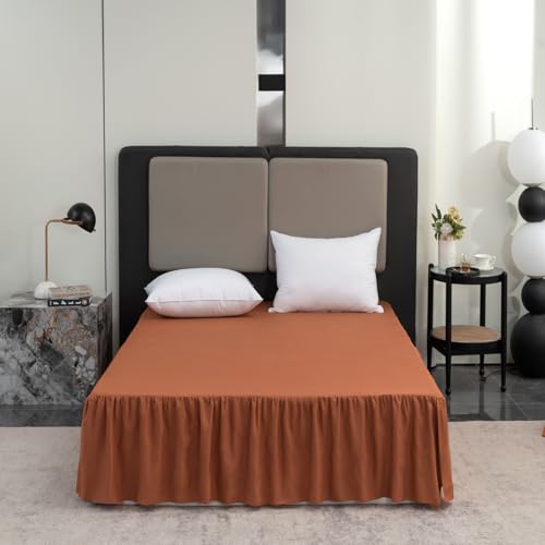 Image of Bed Skirt Full Size 16 Inch Drop Ruffled Bed Skirt with Split Corners | Bed Skirt with Platform, Soft and Stylish 100% Microfiber,Terracotta