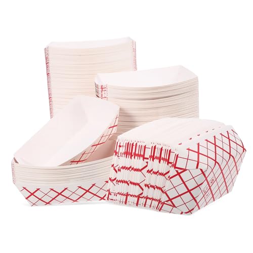 Cabilock 200Pcs Checkered Paper Food Trays Serving Containers for Snacks Appetizers and Fries Leak Resistant Design for Parties Carnivals and Everyday Use