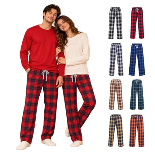 Mens Pajama Pants Matching Couples Christmas Plaid Pj Bottoms Red XL - image 1