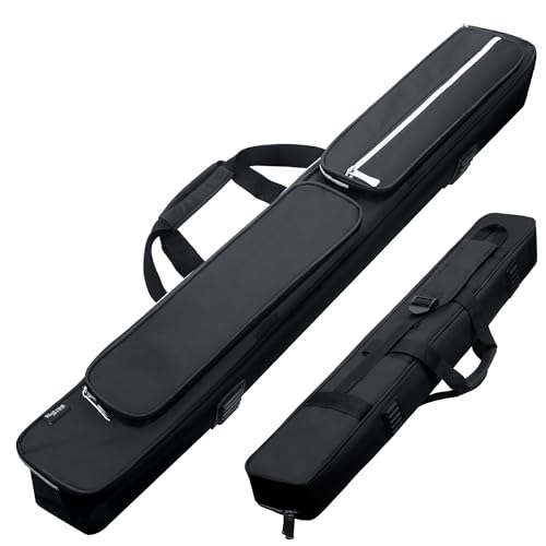 2x2 Pool Cue Case, Heavy Duty Oxford Wear-Resistant Soft Billiard Cue Stick Case Bag with Adjustable Shoulder Strap, Pool Stick Case for 2 Sticks /2 Butt/2 Shaft/, Black