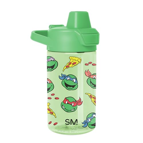 Simple Modern Teenage Mutant Ninja Turtles Kids Tritan Plastic Summit Water Bottle | 12 oz BPA-Free Cup with Covered Leak Proof Straw Lid for Boys Toddlers | Pizza Time