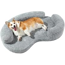 Orthopedic Memory Foam Dog Bed for Medium Sized Dog - Washable & Waterproof & Removable Couch - Round Calming Bed for Anxiety Relief 43 x 29 x 8 Inch