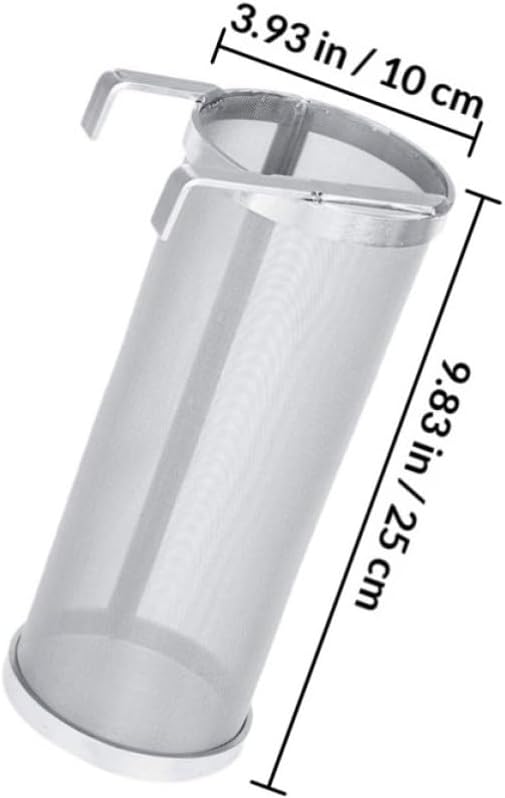 Stainless Steel Filter Net Barrel with Hook Lightweight Permanent Wine and Beer Brewing Strainer for Home Use during Family Days or Camping Trips