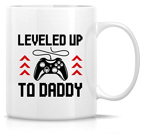 Retreez Funny Leveled Up to Daddy Video Games Gamers 11 Oz Coffee Mugs