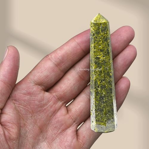 Image of Amazing Gemstone Green Tourmaline in Matrix Crystal Towers - Natural Healing Crystal Point Obelisk for Reiki Healing and Crystal Grid (3 inch to 4 inch INCH)