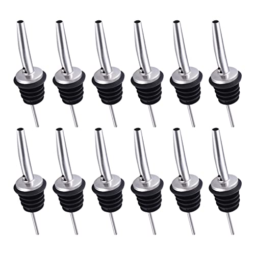 SLFYEE 12 Piezas Vertedor de Acero Inoxidable para Botellas Vertedores de Adaptarse Cualquier Botella Vertedores Espíritu Adapta a Cualquier Botella para Aguardiente Whisky Bebidas o Vinagre Aceite