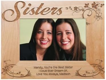 Sisters Personalized Picture Frame, Engraved, Fits 4x6 Photo, Gift for Sister