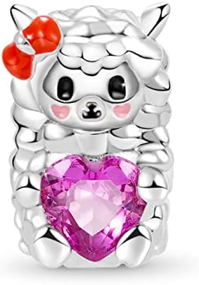 GNOCE Embraces Heart Gemstone Charm Bead Sterling Silver Animal Charm Fit Bracelet/Necklace for Women Girls Wife Daughter