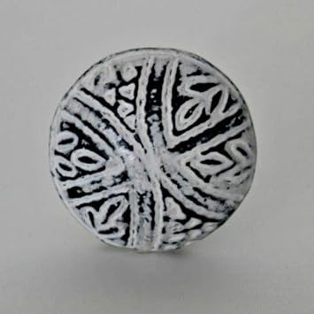 Set of 4 Round Metal Cabinet Knob in Distressed White Finish