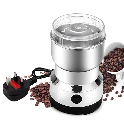 Spice Grinder Electric, Multifunctional Smash Machine, 14500rpm 200W Electric Mini Coffee Bean Grinder, 304Stainless Blender, 100g Portable Ultra Fine Coffee Mill, for Grain Nuts Coffee Beans