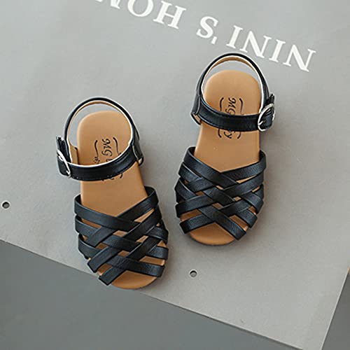 Sandals for Toddler Girls Beach Children Non-Slip Shoes Sandals Open-Toed Girls Soft-Soled Kids Princess Girl's Shoes (Black, 6.5 Toddler)4