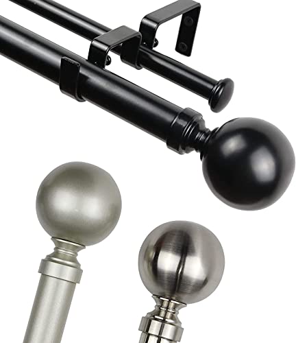 Urbanest Ball Adjustable Double Drapery Curtain Rod Set, 5/8", 48"-84", Glossy White #TOP4