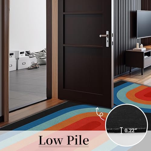 Tapete lavable azul 6x9 ultra fino suave Boho miniatura 7