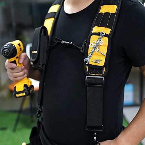 Image of MELOTOUGH Magnetic Tool Belt Suspenders with Magnetic WristBand for Work Belt Padded Suspenders Constrcution