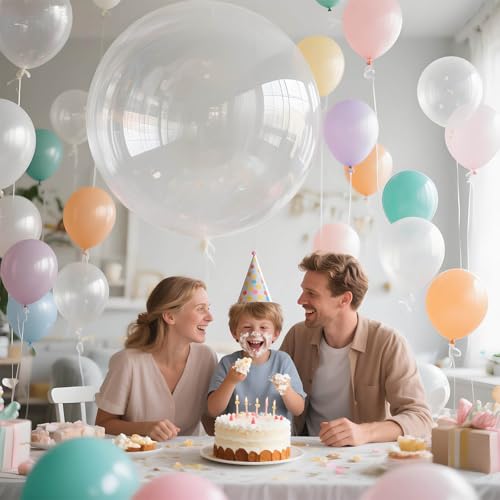 Image of Clear Balloons 9pcs 36 Inch Extra Large Big Jumbo Giant Transparent Bubble Latex Helium Balloons for Graduation Wedding Baby Shower Gender Reveal Birthday Party Decorations