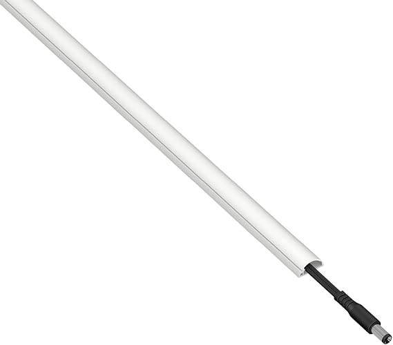 D-Line Micro Cable Trunking 4-Pack, Half Round Cable Cover, Paintable, Self-Adhesive Wire Cover, Speaker Wire Hider, Cable Management - 4x 16mm (W) x 8mm (H) x 1-meter Lengths (4-Meter) - White
