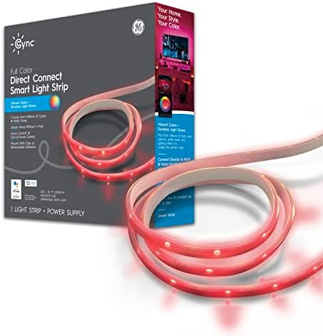 GE Lighting CYNC Smart LED Light Strip, Full Color, Bluetooth and Wi-Fi, Works with Alexa and Google Home, 16 Foot, Power Supply Included