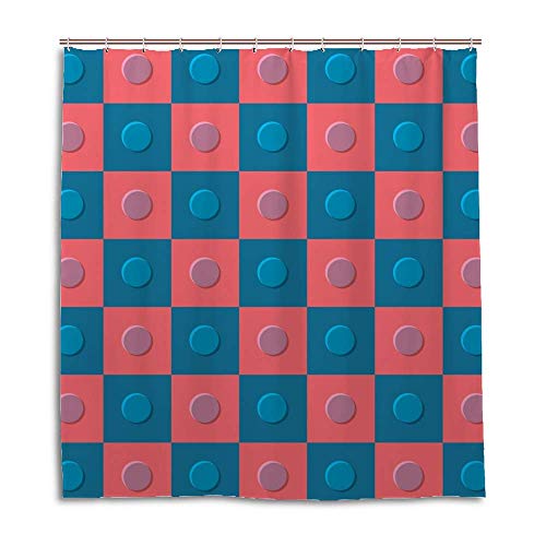 Rideau de douche lavable en machine en polyester imperméable à damier 66x72 - 2
