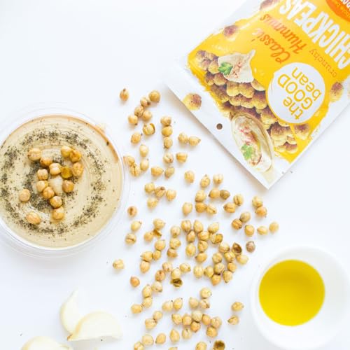 The Good Bean Crunchy Chickpeas - Classic Hummus - (6 Pack) 6 oz Resealable Bag - Roasted Chickpea Beans - Vegan Snack with Good Source of Plant Protein and Fiber - Thumbnail 4
