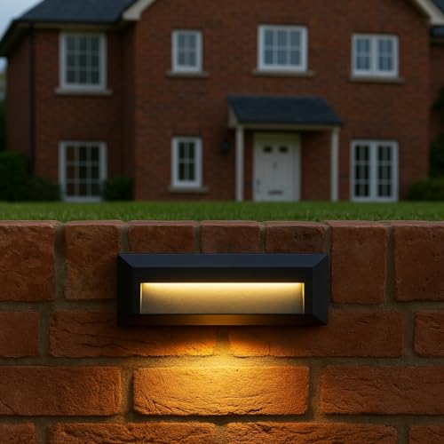 CGC Lighting Outdoor Wall Light Slim Brick Surface Mount Outside Main Power Garden Weatherproof Corrosion Resistant (Dark Grey Downlight)