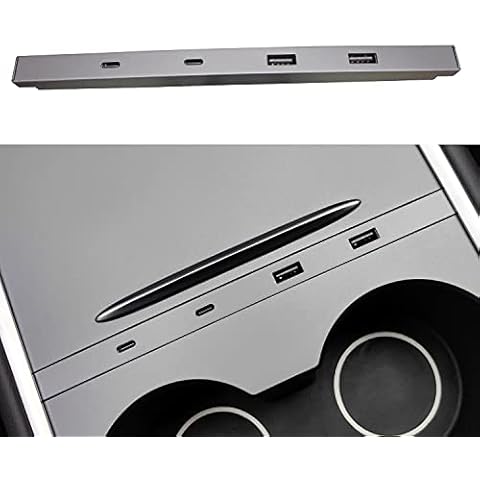 GAOQIAO Auto USB Ladegerät Multi Port für Tesla Model Y/3 (2021/2022/2023), Tesla Original Style Zubehör für Modell Y/3, 100% Passform Mittelkonsole, Tesla Telefon Ladegerät/USB Hub/Dockingstation Cover