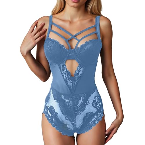 Cuero Sexy Un Vestido Sexy y Seductor de Encaje y Patchwork para Mujeres en Europa y América Lencería Noche, azul marino, L