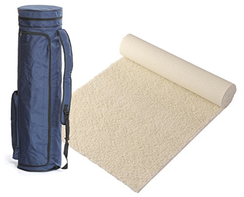 Bausinger Yogaset: Yogamatte mit bequemen 16mm Florhöhe, 75x200 cm, Natur, mit passender Yogatasche in blau Cover