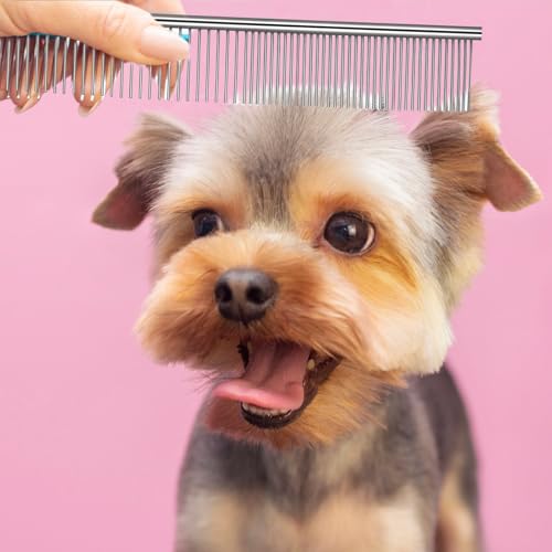 3 Stück Hundekamm Metall Zur Fellpflege Tierkamm Edelstahl Hunde Kamm Für Katzen Feinzahniger Kämme Zur Hundepflege Stahl Katzenkamm Für Verfilztes Haar Metallkamm Für Haustiere(19cm)