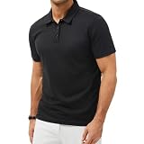Polo Homme Manches Courtes Séchage Rapide Poloshirt Short Sleeve Moisture Wicking Regular Fit Polo Golf Sport (BK XL)