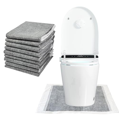 25 Pack Disposable Toilet Mats Absorbent Toilet Floor Protector from Urine U-Shape Toilet Training Rug Waterproof Non-Slip Bathroom Potty Training Mats Toilet Commode Mat for Children Adult (Gray)