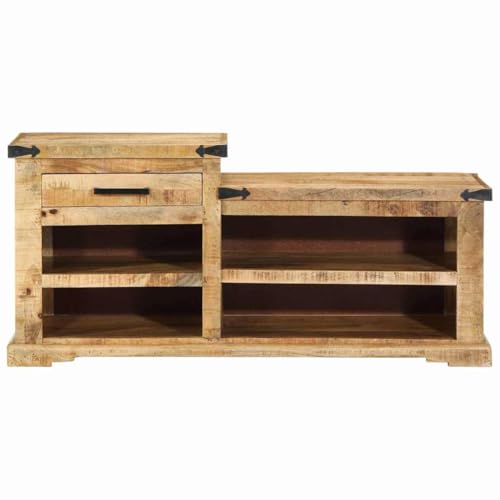 Banco rectangular de madera de mango áspera con cajones rústicos de lujo 5