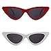 SOJOS Retro Vintage Narrow Cat Eye Sunglasses for Women Clout Goggles Plastic Frame SJ2044 with Red/Grey + White/Grey 2 Pairs of Sunglasses