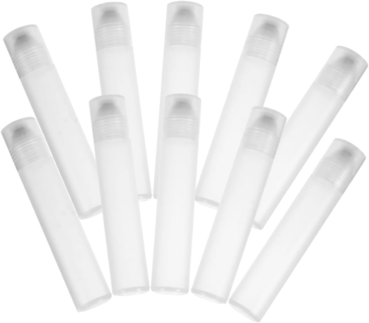 Roller Bottles with Steel Ball 10pcs White Polypropylene Ml | Leak Proof, Portable Design, Rolling Ball Applicator, 10ml Capacity